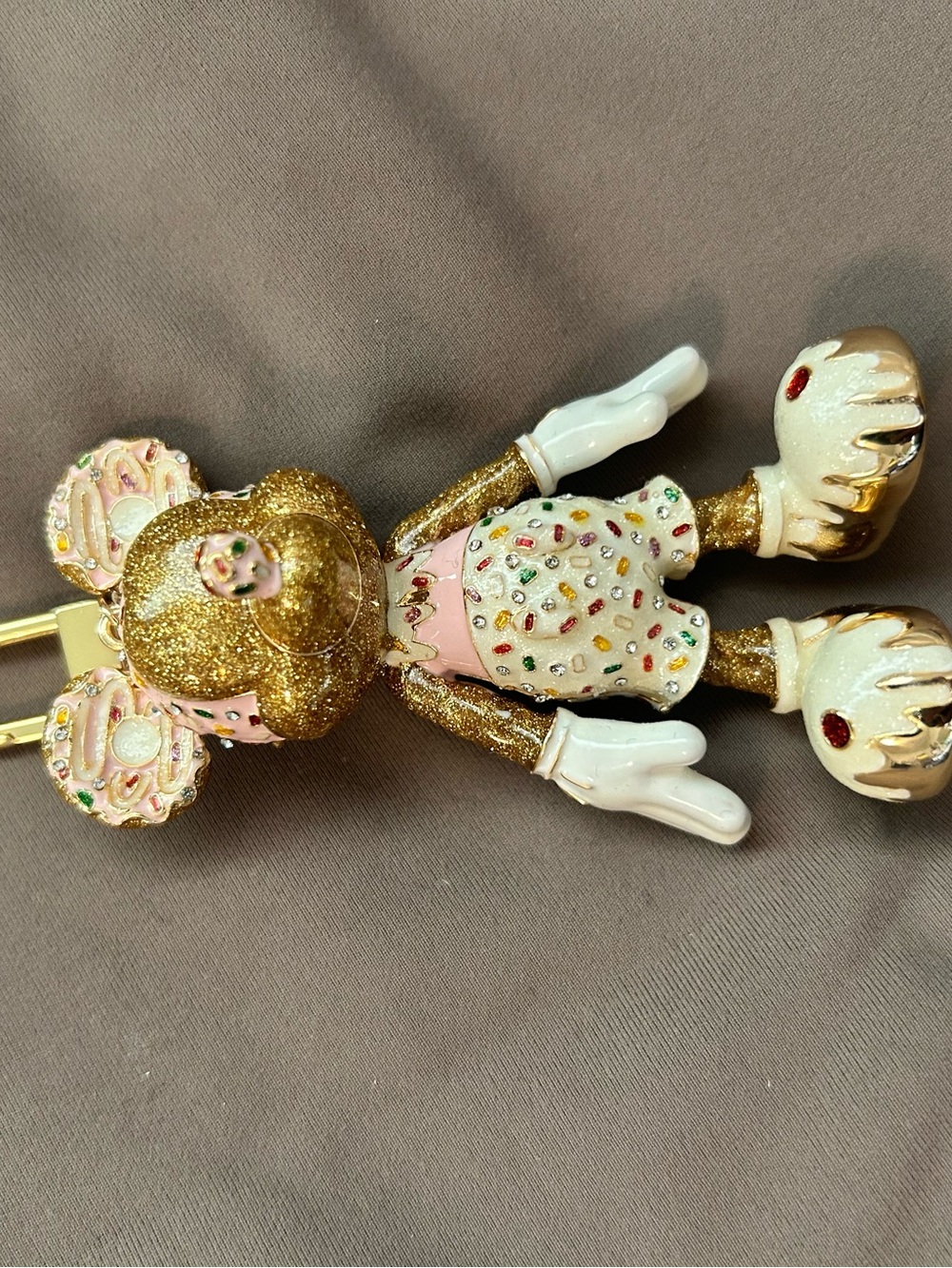 BaubleBar Pink and Gold Jeweled Mouse Key & Card Holder